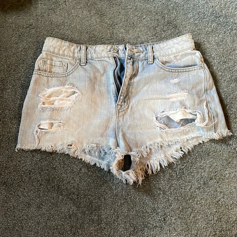 womens high rise jean shorts